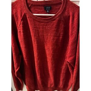 J Crew Mens Red Cotton Raglan Crewneck Pullover Sweater XL‎